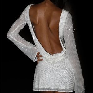 MESHKI Sequin Mini Dress - White